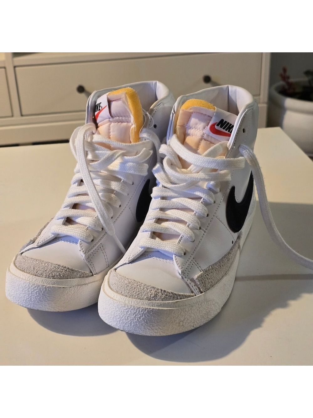 Nike Blazer White and Black High-Top Leather Sneakers